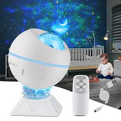 KOOVON Night Light Star Projector, 3 in 1 Galaxy Light Projector with Moon, Star, LED Moving Nebula Cloud for Kids Baby Bedroom/Game Rooms/Home Theatre, Built-in Voice Control, 120° Adjustable Angle