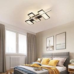 Garwarm Geometric Ceiling Light, 43W Black Modern LED Flush Mount Ceiling Lamps, 3-Squares Acrylic Dimmable Ceiling Light Fixtures Chandeliers for Dining Living Room Study Kitchen