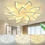 LED Ceiling Light Chandelier Flower Metal Acrylic Ceiling Lamp Fixture for Dining Room Bedroom Cafe Bar Corridor Hallway Entryway Passway Decoration (Dimmable-75W+15 Head)