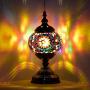 Marrakech Turkish Table Lamp Handmade Mosaic Glass Bedside Lamp Moroccan Lantern Tiffany Style Night Lights for Living Room with E12 LED Bulb