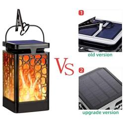 Hanging Solar Lights Outdoor New Upgraded Solar Lanterns Flickering Flame Hanging Lanterns Waterproof Solar Powered Decorative Lighting Flame Umbrella Garden Lights for Patio Deck Yard Camping(2 Pack)