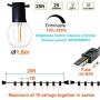 White Outdoor String Lights LED 25ft with 25+1 Spare Bulbs, Newpow Dimmable Shatterproof Waterproof - Clear Plastic, 1W 60LM 2200K Warm Glow for Indoor/Outdoor Decoration and Lighting