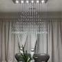 Modern Rain Drop Crystal Rectangle Chandelier/Flush Mount/Ceiling Light Fixtures for Living Room/Dining Room/Foyer/Bedroom (6 Lights)