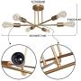 Chandelier Lights Semi Flush Mount Ceiling Modern Sputnik Lighting Farmhouse Kitchen Fixtures for Dining Room Living Bedroom Foyer,6 Light Gold Copper