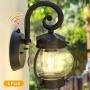 2-Pack Dusk to Dawn Sensor Outdoor Wall Sconce, Seeded Glass Exterior Wall Lantern Light Fixture, Waterproof Anti-Rust Matte Black Wall Mount Lights with E26 Base LED Bulbs for Porch Entryway Doorway