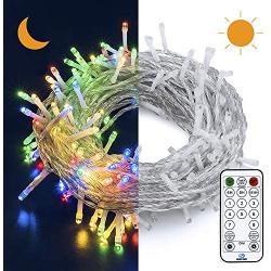 String Lights by Oopswow, 100 LED 39 FT 8 Modes Changing Lights Fairy String Light Connectable Christmas Light Plug in with Light Sensor,Remote Control Timer for Bedroom Party Outdoor,100L Multicolor