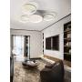 Qamra Modern LED Ceiling Light, Creative Dimmable Flush Mount Lighting Fixture, 3 Color 4 Rings Chandelier with Remote Control for Living Room Kitchen Island Bedroom Dining Room (White, 40W)