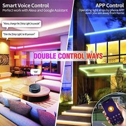 Smart WiFi LED Strip Lights 32.8ft APP Control, 5050 RGB Rope Light Voice Control Gaming Tape Bar Lights Music Sync Light Strip for Bedroom Home Party Halloween Christmas