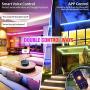 Smart WiFi LED Strip Lights 32.8ft APP Control, 5050 RGB Rope Light Voice Control Gaming Tape Bar Lights Music Sync Light Strip for Bedroom Home Party Halloween Christmas