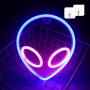 Wanxing Alien Neon Signs LED Neon Wall Sign Pink Blue Neon Lights for Bedroom Kids Room Hotel Shop Restaurant Game Office Wall Art Decoration Sign Party Supply Gift (Pink Blue)