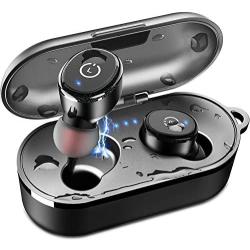 TOZO T10 Bluetooth 5.0 Wireless Earbuds with Wireless Charging Case IPX8 Waterproof TWS Stereo Headphones in Ear Built in Mic Headset Premium Sound with Deep Bass for Sport Black