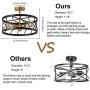 Deyidn Lighting 3-Light Rustic Semi Flush Mount Ceiling Light Fixture Modern Industrial Black and Gold Metal Cage Lamp for Bedroom, Kitchen, Living Room, Dining Room, Hallway, Stairway,Farmhouse