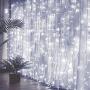 Curtain Lights, Upgrade 8 Lighting Modes Window Fairy Hanging Light, Icicle Christmas Ornaments Lights for Decoration Party Wedding Bedroom (Cool White)