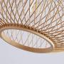 LITFAD Bamboo Globe Pendant Lighting Asian Style 19.5'' Wide 1 Light Hanging Ceiling Lamp in Wood Beige Ceiling Fixture with Adjustable Cord for Dining Room Living Room Restaurant