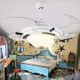 LITFAD Modern LED Ceiling Light Nautical Style Reversible Dome Shade Metal Hanging Ceiling Fan Light with Invisible Blade Flushmount Pendant Light for Living Room Kids Bedroom Childrens Room - White