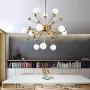 Modo Lighting Sputnik Chandelier Lighting Fixture Gold Mid Century Modern Hanging Pendant Light, Frosted Glass Modern Ceiling Pendant Light Living Room Dining Room. (12-Light)