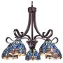 Capulina Tiffany Dining Room Light 5-Light Stained Glass Chandeliers Hanging Light Dragonfly Dining Table Lights Vintage Style Chandelier Kitchen Lighting