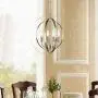 MICSIU Globe Chandelier 4-Light Metal Industrial Spherical Pendant Light Fixture Modern Hanging Lighting Brushed Nickel Finish for Dining & Living Room, Foyer and Kitchen, Hallway and Entryway