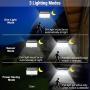 Solar Lights Outdoor 288 LED, Solar Powered Motion Sensor Security Light Outdoor with 300° Lighting Angle IP65 Waterproof Hanging Solar Light for Pathway Garden Fence Walkway (2 Pack/ 3 Modes)