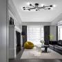 KOSTOMO Black Ceiling Light 8 Lights Industrial Semi Flush Mount Light Vintage Metal Art Ceiling Lamp for Living Room Dining Room Kitchen Hallway Cafe Bar Lighting