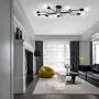 KOSTOMO Black Ceiling Light 8 Lights Industrial Semi Flush Mount Light Vintage Metal Art Ceiling Lamp for Living Room Dining Room Kitchen Hallway Cafe Bar Lighting
