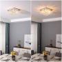 WIFUME Crystal Chandelier, Modern Crystal Square Flush Mount Ceiling Light Fixture, Crystal Ceiling Lamp, 4 Lights Pendant Light for Dining Room Hallway Bedroom Living Room Kitchen, Wide11.8''