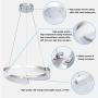LED Pendant Light Not Dimmable Adjustable 1 Ring Acrylic Modern Chandelier for Living Room Bedroom Dining Room, Warm White 3000K, Chrome, by HL