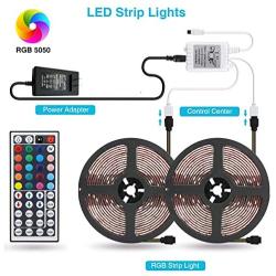 LED Strip Light 32.8ft 300LEDs SMD 5050 RGB Rope Lighting Color Changing Full Kit with 44-Keys IR Remote Controller & Power Supply Led Strip Lights for Home Kitchen Bed Room Decoration