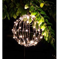 Elf Logic - 12'' Outdoor LED Light Ball - Hanging Tree Globe Light - Use as Outdoor Light Ball - Fold Flat Metal Ball Light Frame (Plug in with Timer, 12 Inch)