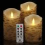 comenzar Flickering Candles, Candles Birch Set of 4 5'' 6'' Birch Bark Battery Candles Real Wax Pillar with Remote Timer