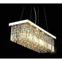 7PM W60'' x D12'' Modern Rain Drop Rectangle Clear K9 Crystal Chandelier Pendant Lamp Light Fixture 16 Lights for Dining Room Kitchen Island Chrome Frame