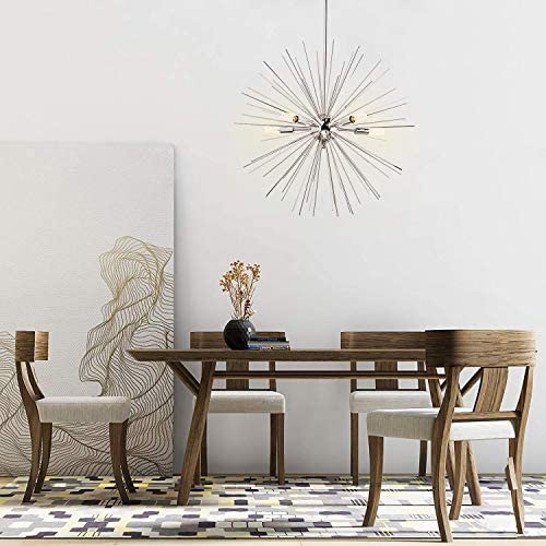 MOTINI Polished Nickel Sputnik Chandeliers 5-Light Pendant Lighting Contemporary Chandelier for Dining Room Lighting Fixture, UL Listed
