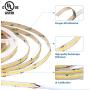 White LED Strip Light,PAUTIX Dimmable COB LED Strip Lights Kit 6500K Daylight White CRI80+ 16.4ft Under Cabinet 12V LED Tape Lights with 3M Self-Adhesive for Kitchen Bedroom Home DIY,UL-Listed
