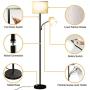 Miceshu Floor Lamps for Bedroom, 68'' Tall Modern Standing Adjustable Side Reading Lamp, LED Fabric Shade Industrial Lamps with 1.8m Cable for Living Room, Apartment, Office Standing Lamp
