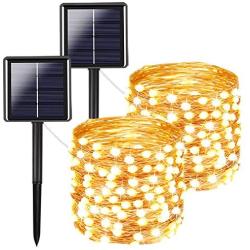 IDEAALS Solar String Lights Outdoor 2 Packs, 240LED Oversize Super Bright Solar Twinkle Lights, IP65 Waterproof 8 Modes Starbright Solar Lights for Tree Yard Garden Christmas Party (Warm White)