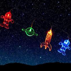 30 LED Childrens Room LED String Light Astronaut Spaceship Rocket Pendants Holiday Party Lights Outerspace Room Decor 14.7 Feet Light for Kids Room Decor Birthday Party or Garden Patio (Colorful)