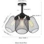 BELUZE 3-Light Industrial Vintage Adjustable Angle Chandelier,8'' Hanging Rod E26 Matte Metal Cage Rustic Flush Mount Ceiling Light Fixture for Kitchen Living Room Dining Room Bedroom Hallway,Black.