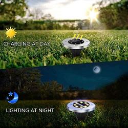 Solar Lights Outdoor Decorative Garden Lights Solar Powered Solar Pathway Lights Solar Ground Lights Waterproof for Yard Patio Landscape Path Disk Lights 8 LED (Warm White 8 Pack)