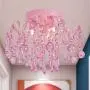 Q&S Mini Chandelier Crystal,Pink Chandelier, Small Crystal Ceiling Light Fixture Bedroom Bathroom Closet,3 Lights G9 W12''