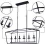 OYIPRO Kitchen Island Lighting, 6 Lights Farmhouse Chandelier Industrial Island Pendant Hanging Modern Light Fixture for Dining Room Kitchen Island Ba