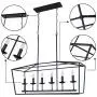 OYIPRO Kitchen Island Lighting, 6 Lights Farmhouse Chandelier Industrial Island Pendant Hanging Modern Light Fixture for Dining Room Kitchen Island Ba