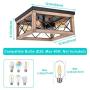 Eyassi Flush Mount Ceiling Lights Fixtures, Farmhouse 4-Light Wooden Close to Ceiling Lighting Black Ceiling Lamp for Kitchen Island Living Room Bedroom Hallway Laundry Entryway