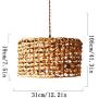 Geometric Rattan Chandelier Light, Retro Solid Wood Decorative Farmhouse Dining Room Light,Simple Modern Country Kitchen Living Room Bedroom Small Island Lights, Flush Mount Ceiling Light, with Wire