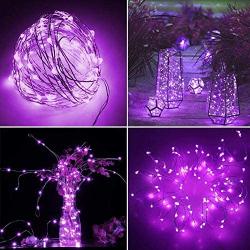 Twinkle Star Fairy Lights, 33ft 100 LED Battery Operated Waterproof String Lights with Remote, Timer & 8 Lighting Modes Indoor Outdoor Wedding Party Decorations, Purple, 1 Pack