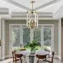 Hanging Pendant Light Fixture-8 Light Rectangle Clear Brass Modern Chandelier for Dining Room, Bedroom, Foyer and Entryway