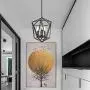 VINLUZ 3 Light Industrial Farmhouse Chandeliers Oil Rubbed BronzeMetal Geometric Lantern Pendant Lighting, Candle-Style Hanging Light Fixtures Ceiling for Kitchen Island Dining Room Bedroom