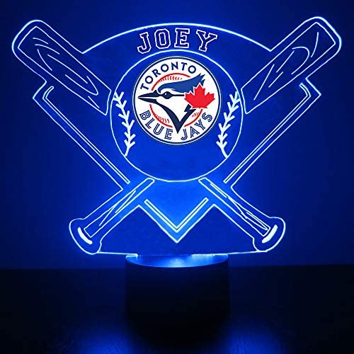 Blue Jays Baseball Sports Fan Lamp / Night Light - LED - Personalize for Free - Featuring Licensed Decal