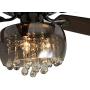 Crystal Ceiling Fan Light with Remote Control 5 Reversible Blades,52-Inch Rustic Crystal Chandelier Ceiling Fan Light Fixture for Bedroom Living Dining Room, Bronze
