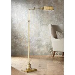 Jenson Modern Pharmacy Floor Lamp Aged Brass Adjustable Swing Arm Metal Shade for Living Room Reading Bedroom Office - Regency Hill