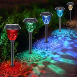 Solar Pathway Lights Outdoor, GEEKERA 8Pack Waterproof Solar Powered Garden Landscape Path Lights, White/LED Color Changing Lighting Lawn Lamps Decor for Path, Yard, Walkway, Driveway Auto On/Off